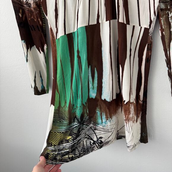 Save The Queen Y2K 3/4 Sleeve Multicolor Abstract Top - Picture 2 of 9